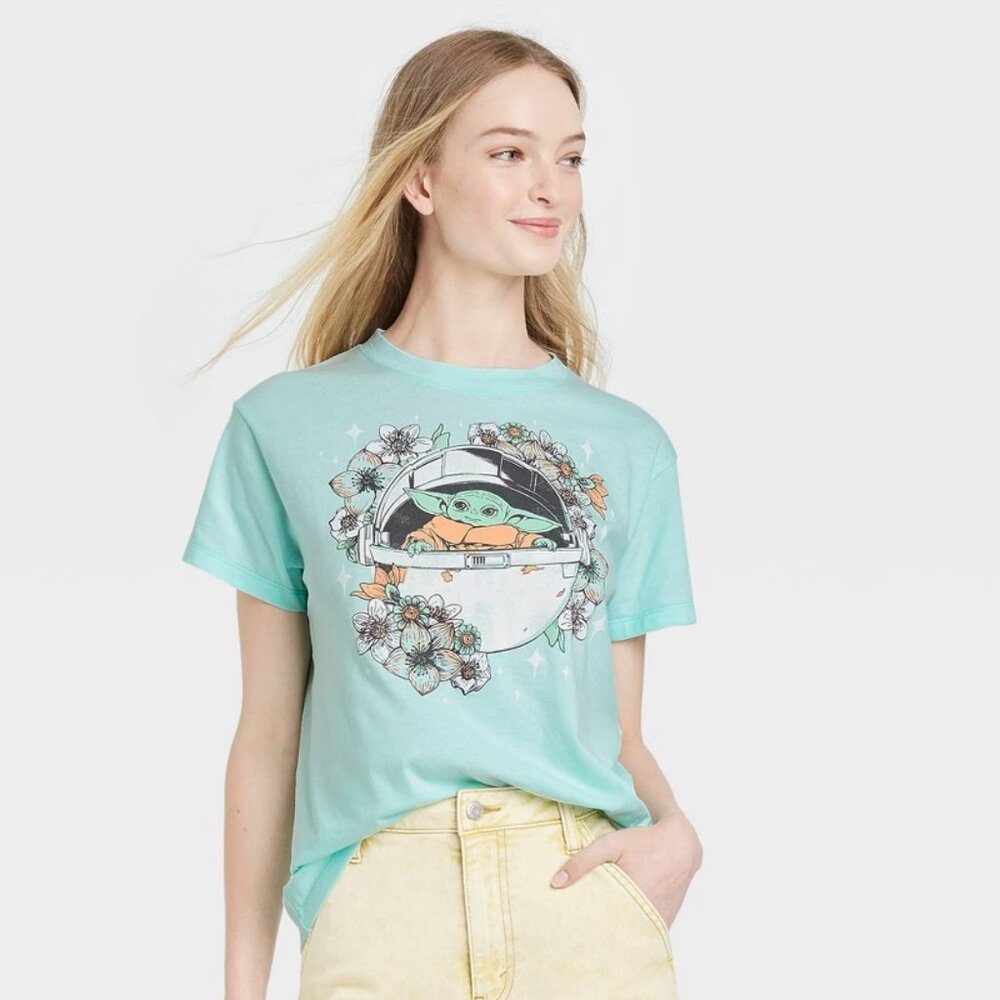Women's Star Wars The Child Short Sleeve Graphic T-Shirt - Aqua Blue, Medium